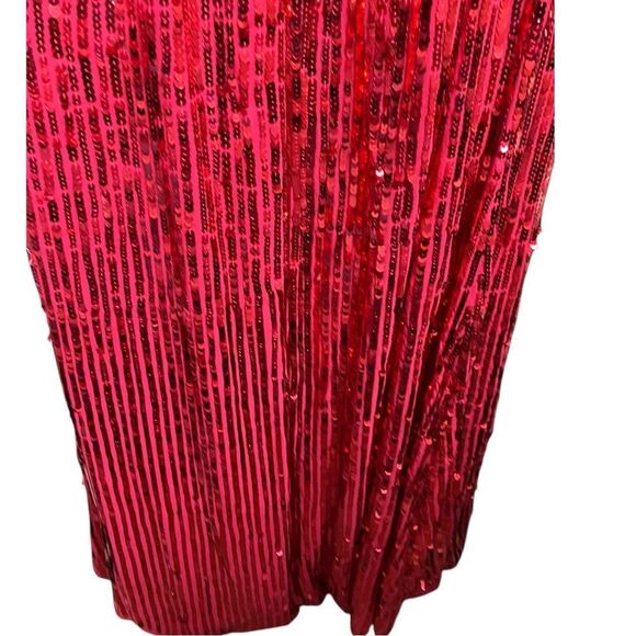 Mac Duggal Dress 8 Red Sequin Spaghetti Strap Slip Gown 10737 Red Carpet Sexy - Picture 11 of 13